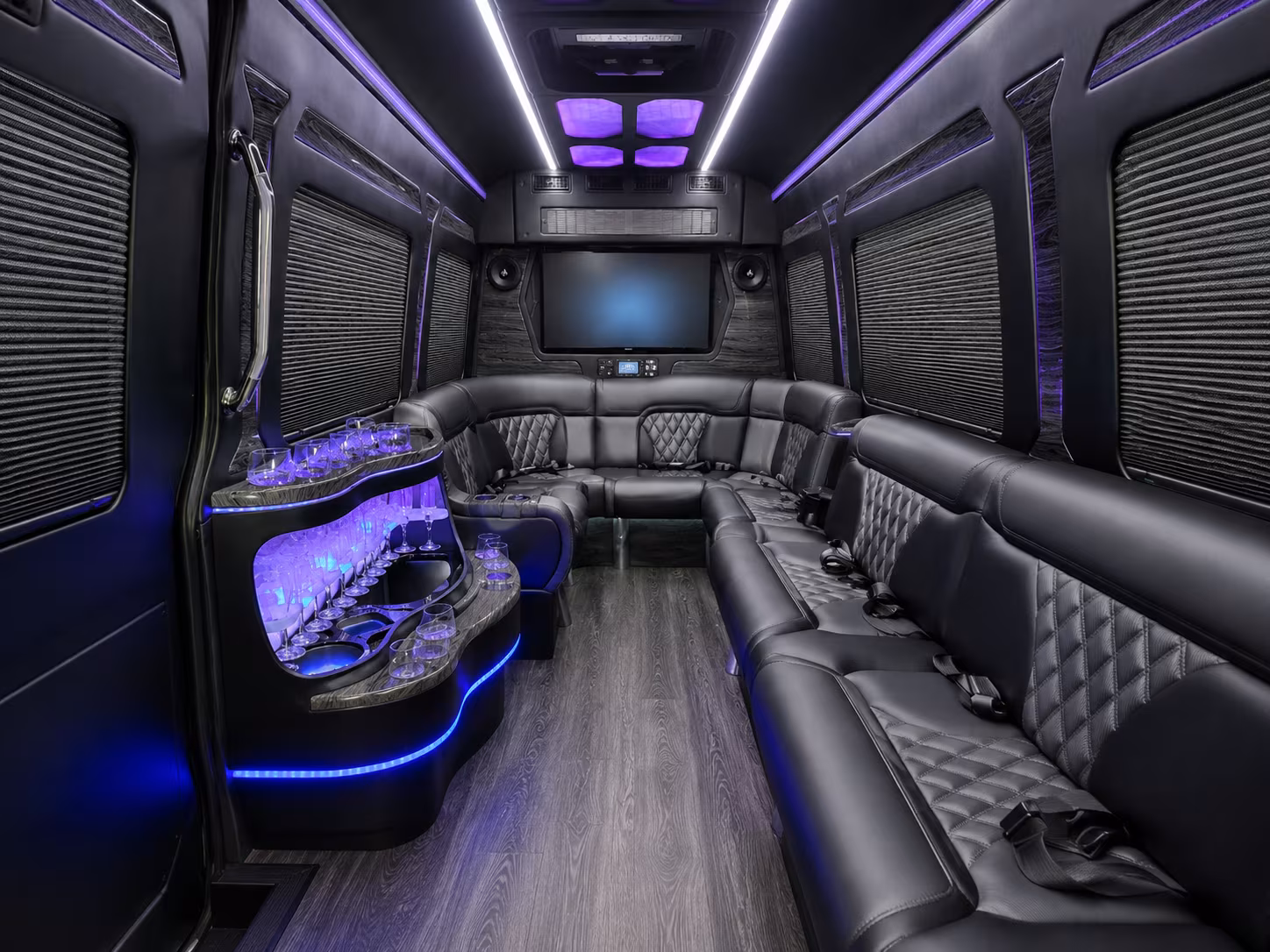 camarillo 18 passenger party bus inside